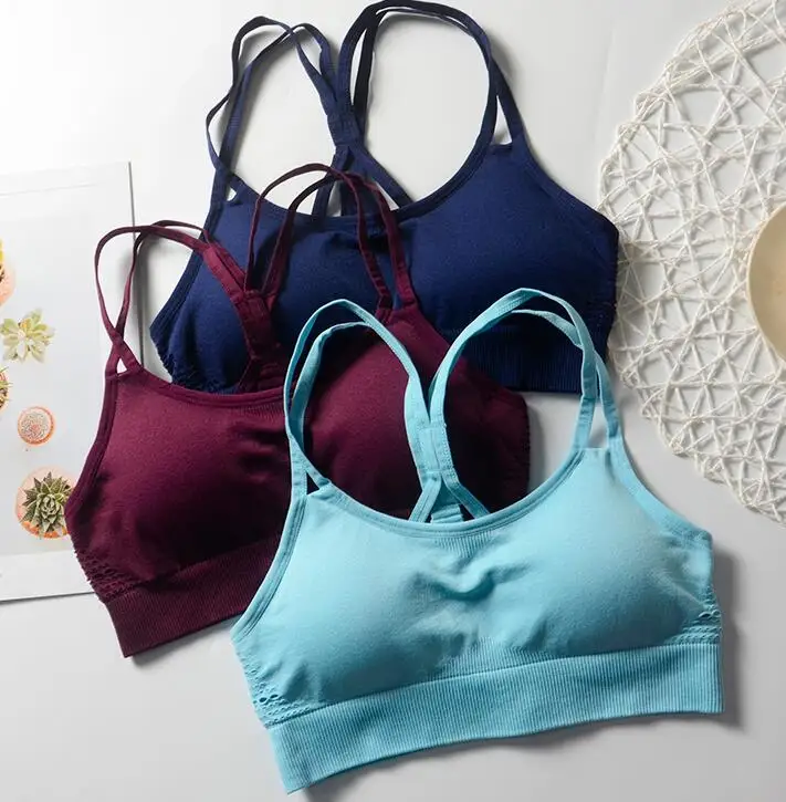 Женский бесшовный спортивный бюстгальтер для бега йоги с перекрестными лямками