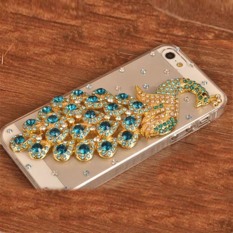 3D Синий Павлин Bling Кристалла Алмаза телефон случаях для xiaomi редми примечание 2 3