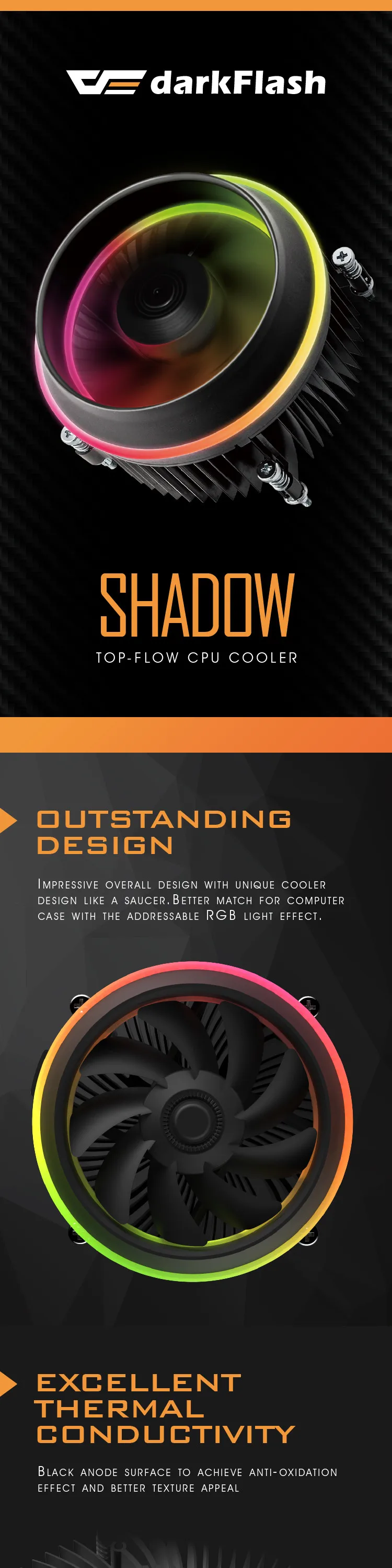 Darkflash shadow TOP-FLOW кулер для процессора 3P-5vAURA SYNC TDP 280W PWM 4pin двойное кольцо светодиодный RGB вентилятор Радиатор кулер для intel LGA 115x