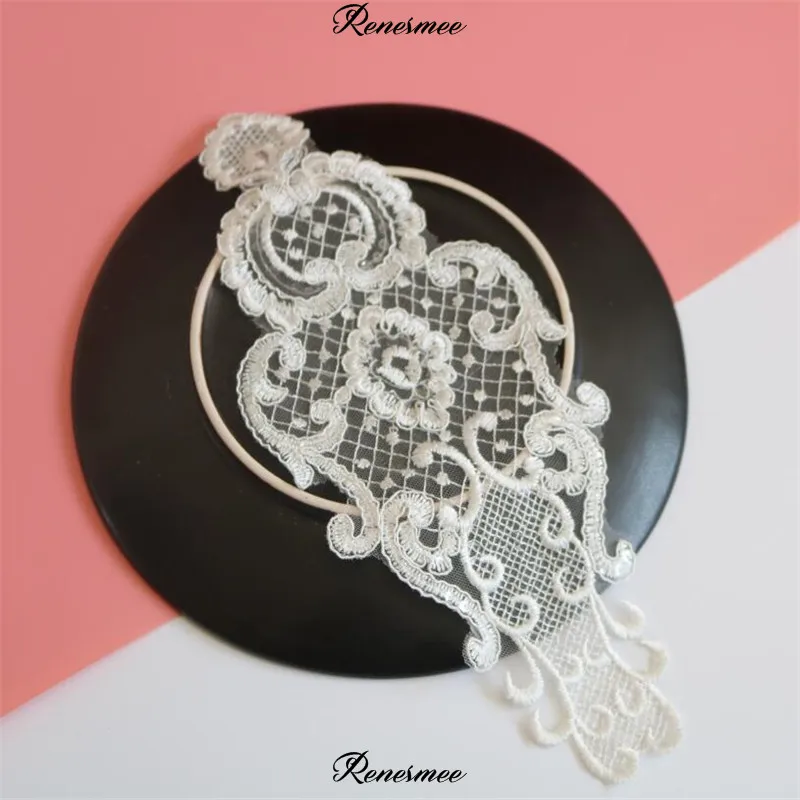 2 шт слоновой кости прозрачные блестки кружева аппликация в шитье ремесла для