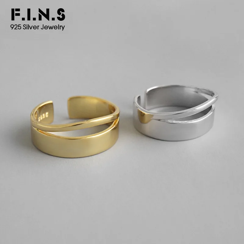 Женское кольцо из серебра 925 пробы с гладкой двухслойной линией|Кольца| |