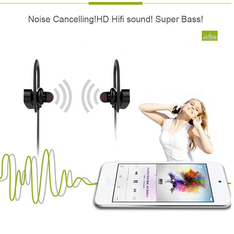 Bluetooth Беспроводные наушники с микрофоном супер бас шумоподавление HD звук