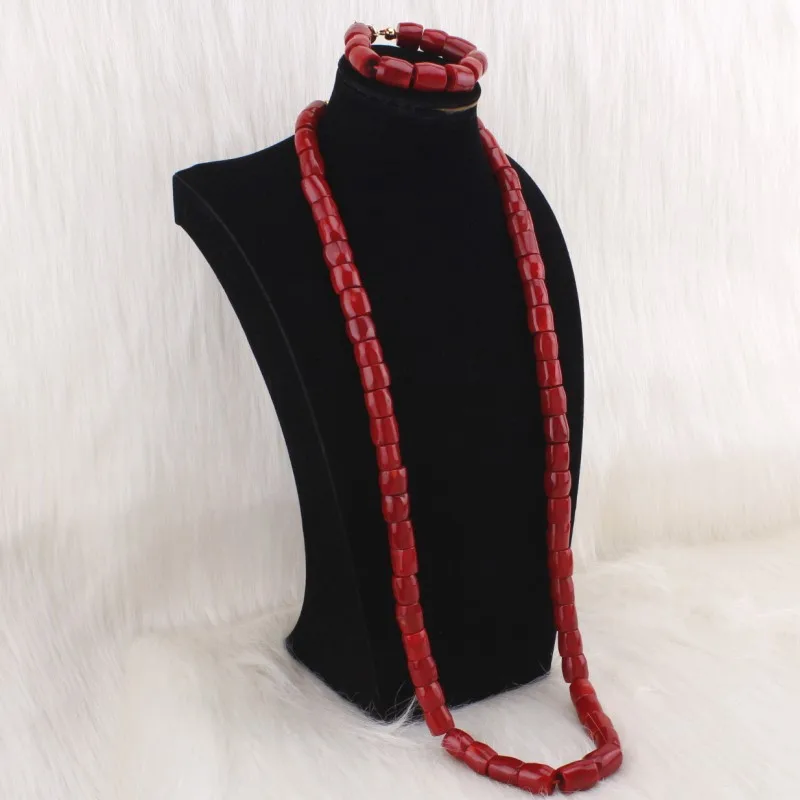 4 UJewelry 12 мм+ белый красный оранжевый для мужчин Edo традиционные украшения комплект в том числе браслет и Натуральный Коралл цепочки Ожерелья