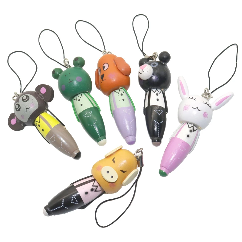 6 шт./лот новинка Подарочная Деревянная шариковая ручка с животными Caneta