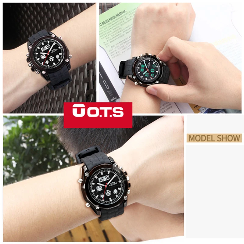 Лучший бренд класса люкс OTS спортивные часы Авто Дата День светодио дный