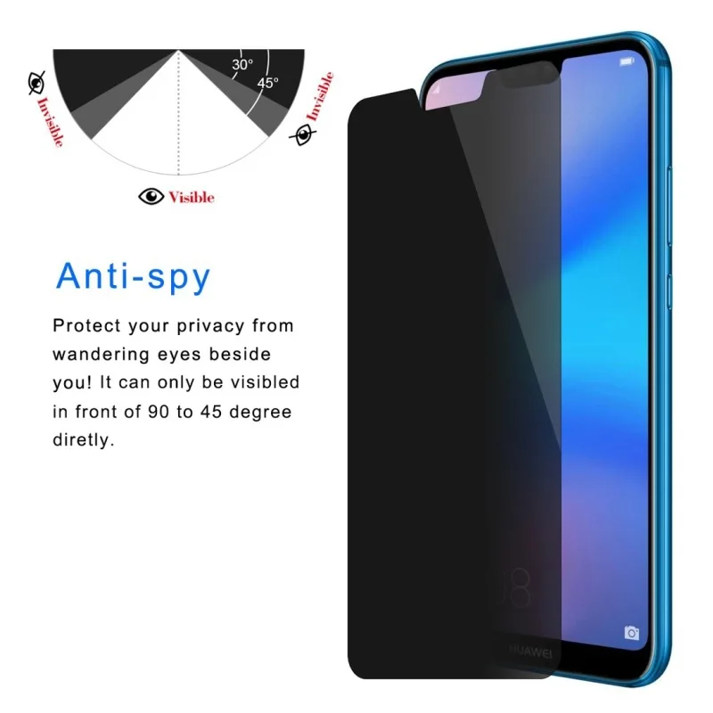 JGKK 2.5D анти шпион черный экран протектор для huawei Nova 3E 3i конфиденциальности закаленное стекло для Nova 3i Защитная пленка для Nova 3