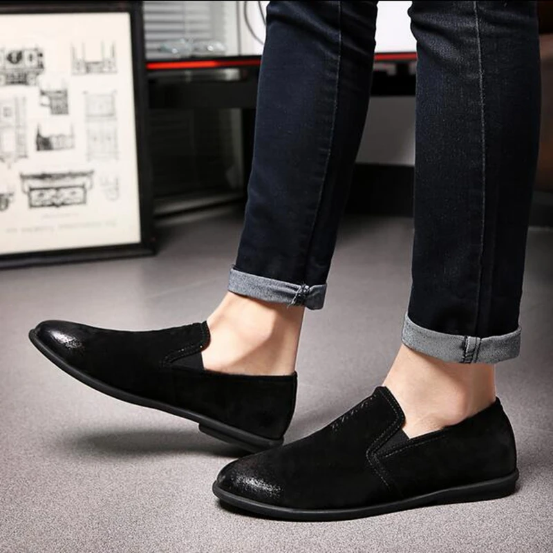 38-43 Весна Корова Замши Мужчины Повседневная Обувь Дышащая Ручной Бездельники