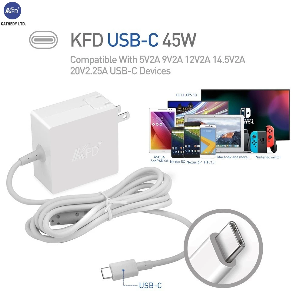 [UL] KFD USB C 45 Вт Зарядное устройство Выход Тип Порты и разъёмы PD 2 0 QC 3 быстрый зарядки