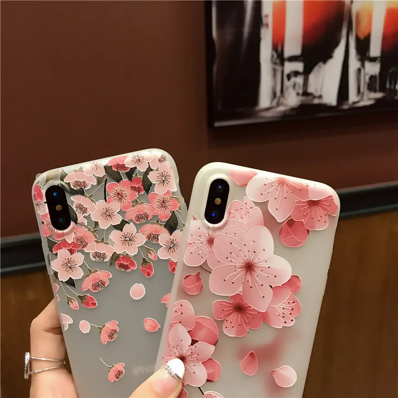 3D тиснение вишневого цвета чехол для телефона samsung Galaxy S10 Lite S9 S8 Plus Note 8 9 рельефный