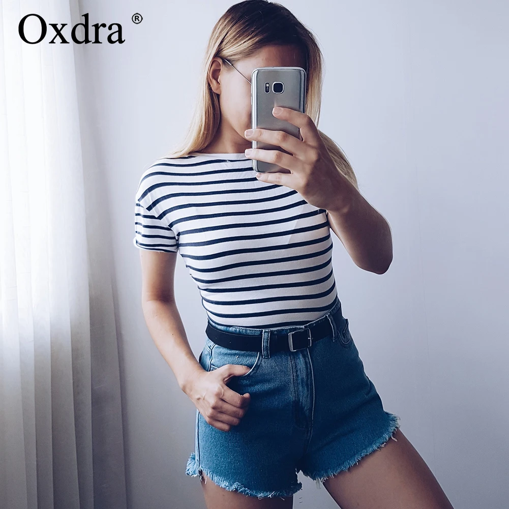 Oxdra базовые Джинсовые Шорты повседневные женские с высокой талией джинсовые