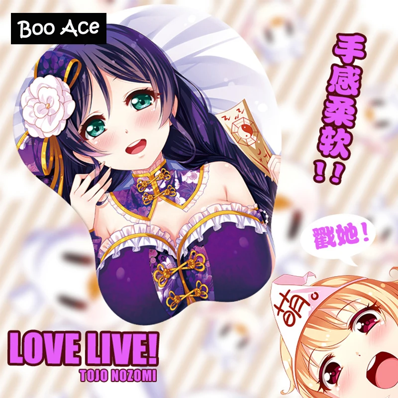 Отлично! TOJO NOZOMI аниме 3D грудь Ecchi коврик для мыши игровой гелевый упор на запястье
