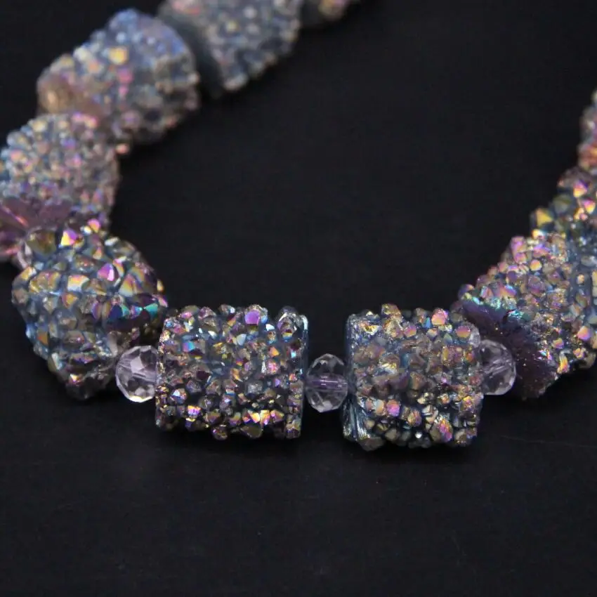 Прибл. 17 шт./нитка радужный титановый натуральный кварц жеодовая