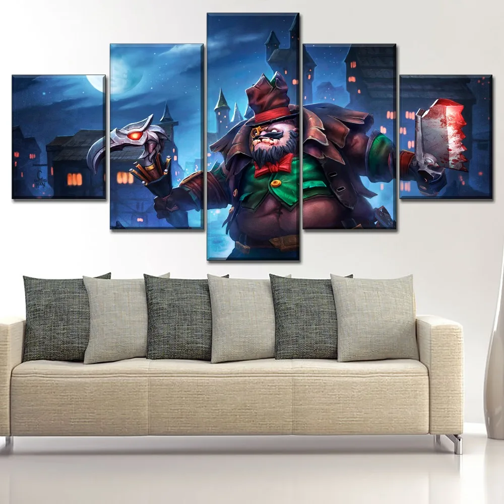Настенное Изображение 3 панели ночная картина DotA 2 Pudge Hero Современная