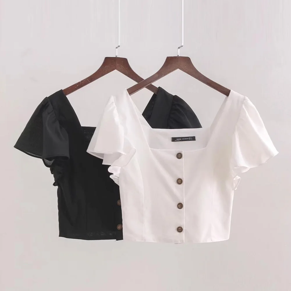 LTD1198054 Новые однотонные льняные хлопковые футболки женские короткие топы базовые