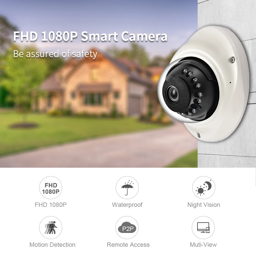 Hamrolte IP камера H.265 SONY IMX307 Senor 1080P Антивандальная купольная камера Аудио запись обнаружения движения ONVIF видеокамера