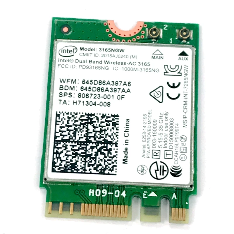 Оригинальная официальная версия Intel AC3165 3165NGW NGFF Двухдиапазонная беспроводная
