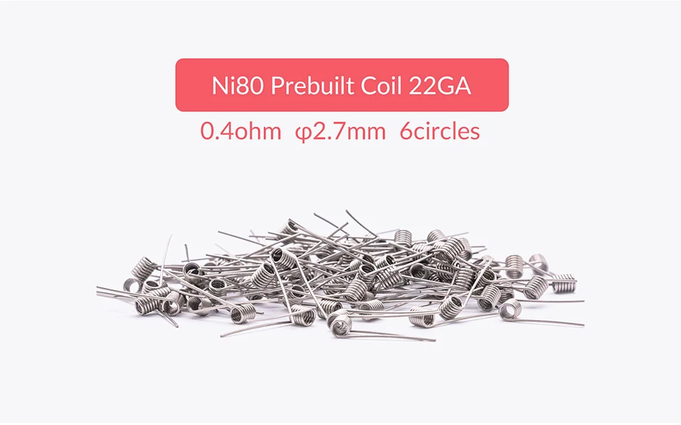 Ni80 22GA 100pcs Volcanee 100 шт./упак. A1 SS316 Ni80 катушки провода свертываясь спиралью готовые катушки сопротивления, 22, 24, 26 28 30GA нагревательная катушка проволоки для Vape электронная сигарета - Цвет: Ni80 22GA 100pcs