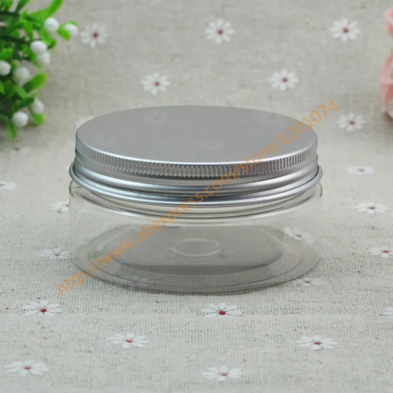 80 г прозрачная/прозрачная матовая/белая ПЭТ банка с серебряной алюминиевой