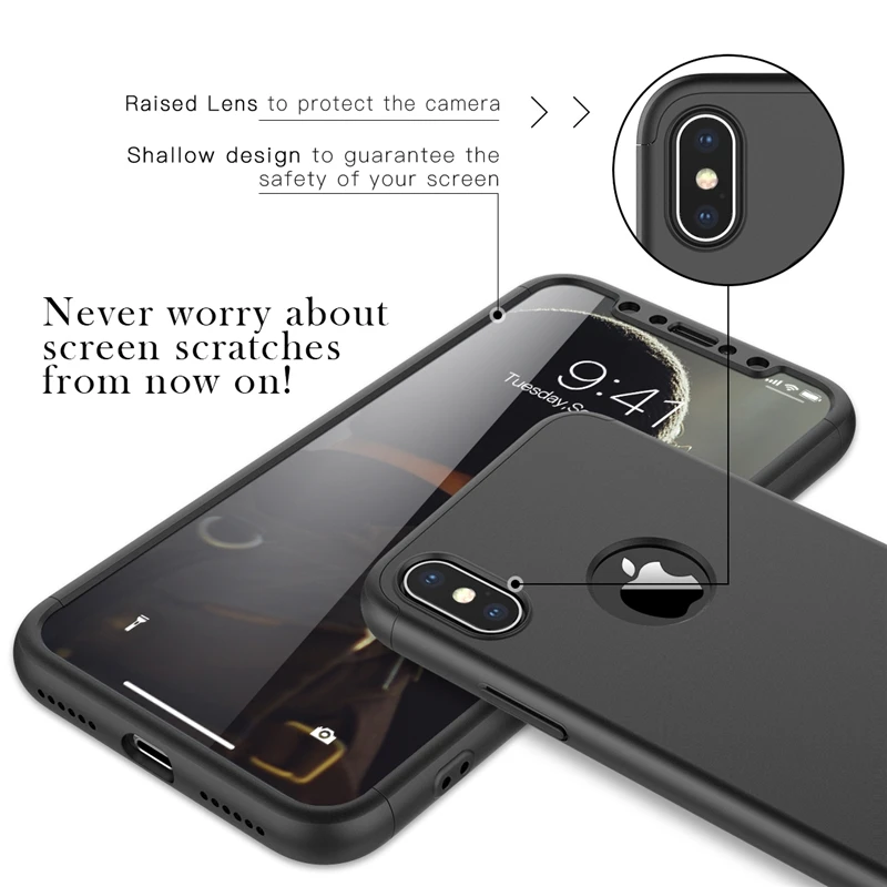 Роскошный Жесткий Чехол для iphone 5 5s SE 6 6s 7 7P 8 plus X 360 ультратонкий ударопрочный