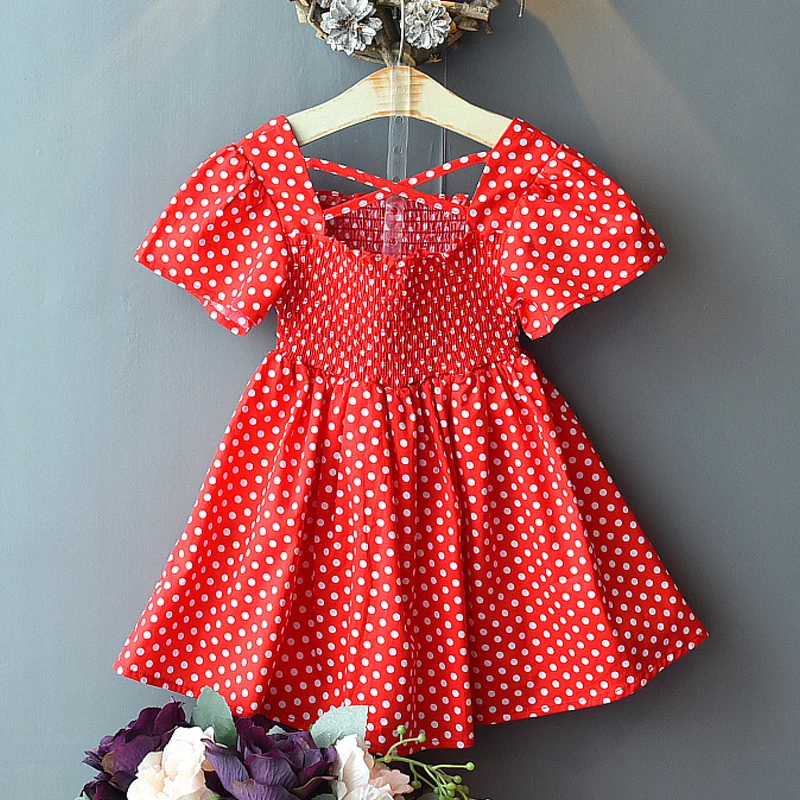 Girls Dresses 2020 Summer New Children's Wear Hipster Sweet Net Red Dot Cross With Princess Dress | Детская одежда и обувь
