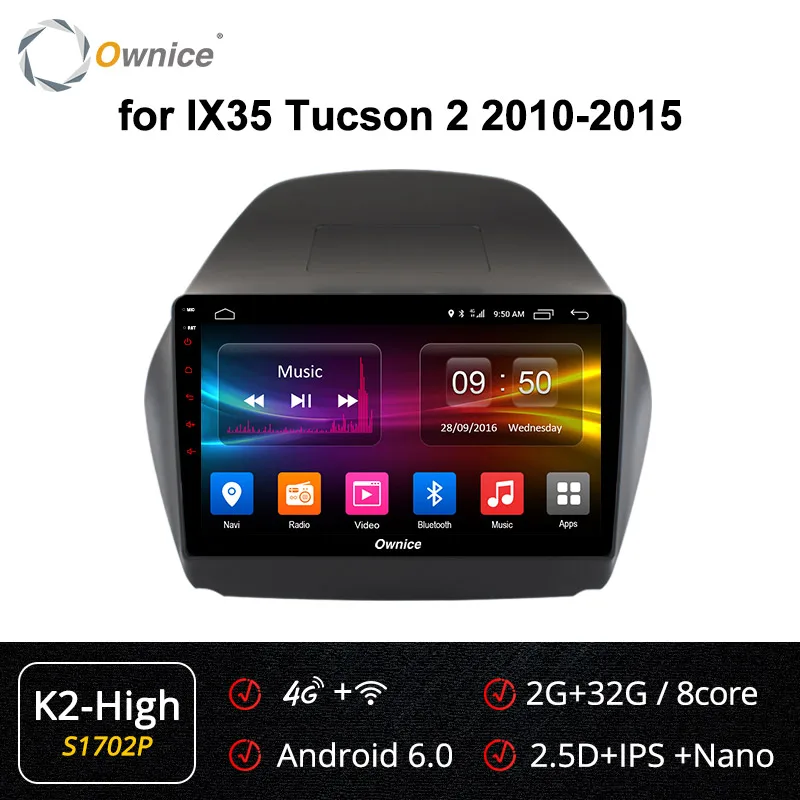 S1702 K2-High Ownice K1 K2 K3 k5 k6 2Din Octa Core 4G DSP 360 панорама Android 9,0 автомобиль радио плеер для hyundai IX35 2010- навигация GPS, DVD - Цвет: S1702 K2-High