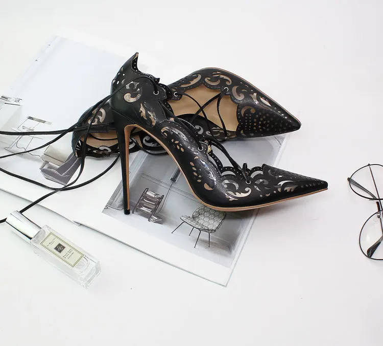 Женские туфли-лодочки с острым носком на тонком высоком каблуке босоножки