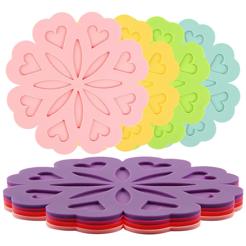 Силиконовый Настольный коврик в форме цветка Нескользящие термостойкие коврики