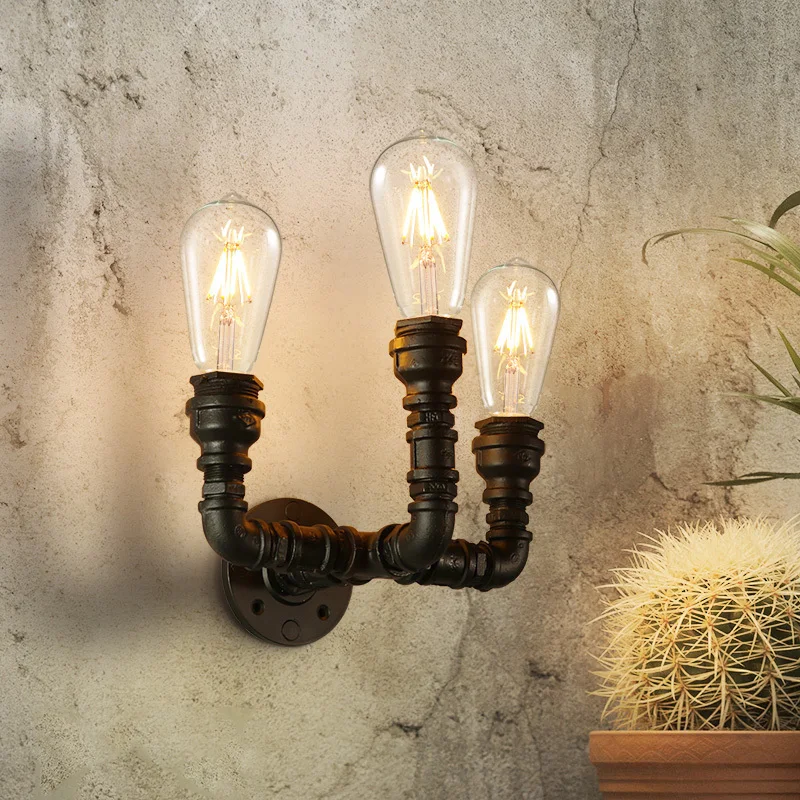 American Industrial Wind restaurant aisle wall Lamp retro bar corridor light Creative Three head loft background lamp | Лампы и