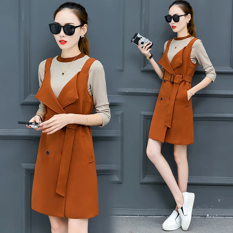 Женский модный комплект из 2 предметов на весну и осень 2018 женский костюм с юбкой