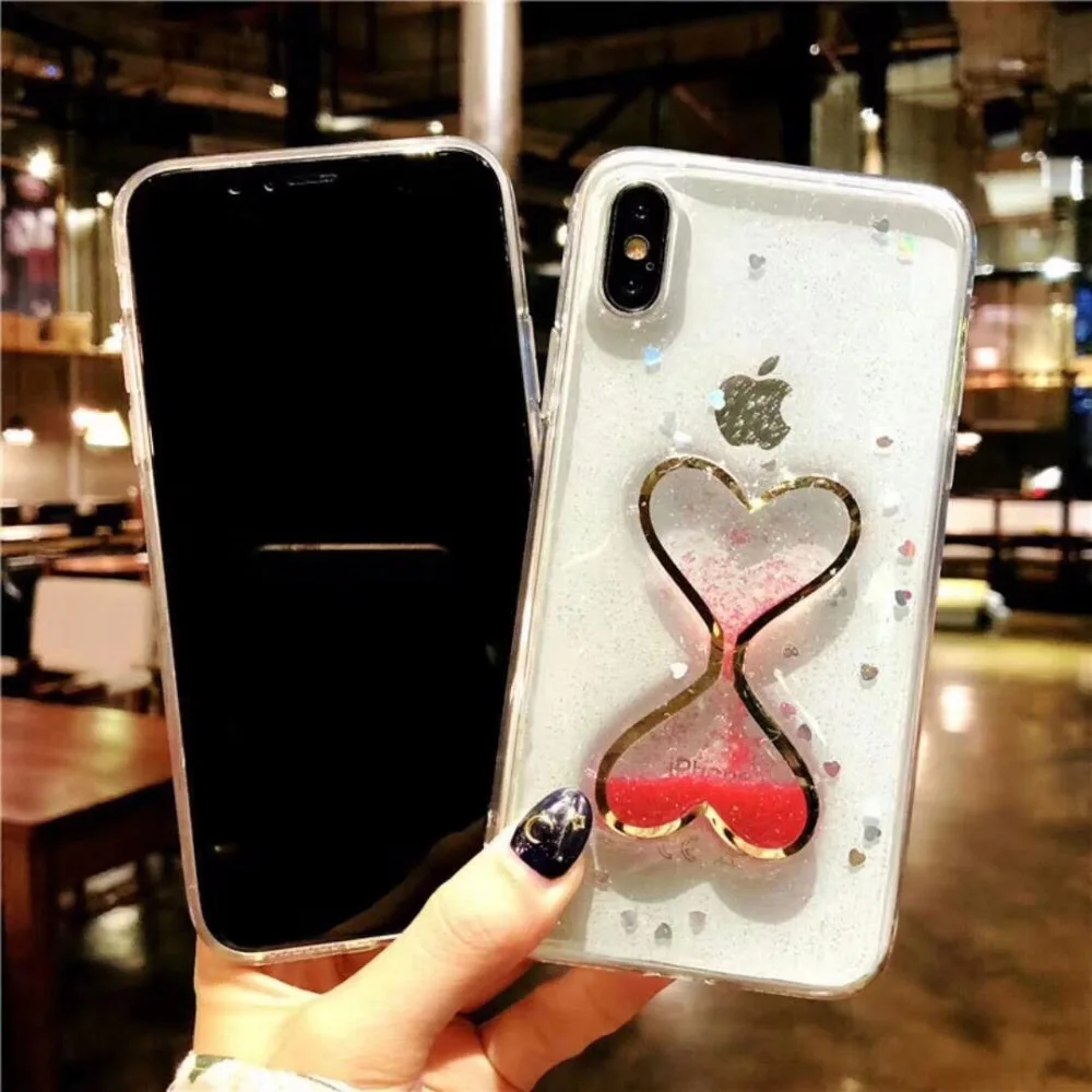 Роскошный модный милый чехол с сердечками для iphone 5 6 6s 7 8 plus X Блестящий Мягкий из