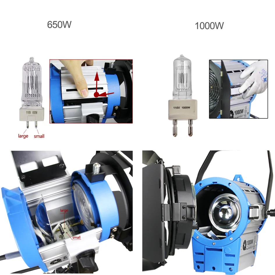 ALUMOTECH Pro AS Arri 650 W+ 1000WX2 Fresnel вольфрамовый точечный студийный свет+ диммер+ подставка для воздуха