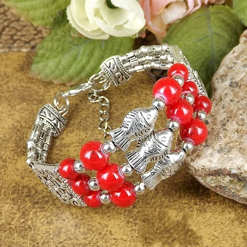 Новинка 1 шт. искусственное ювелирное изделие Тибетский браслет с рыбой