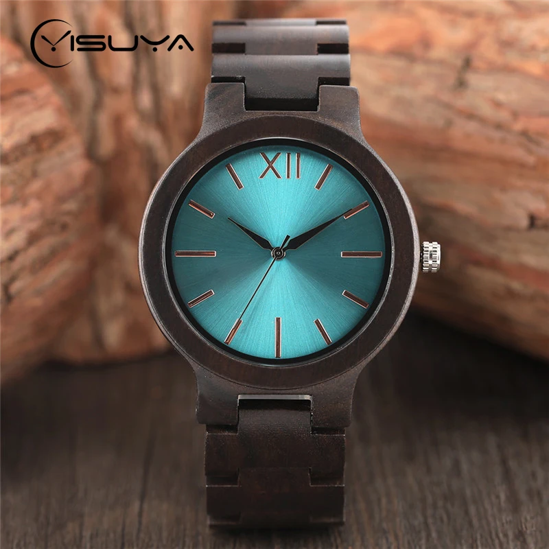 Мужские Оригинальные часы из черного дерева оригинальные с золотым циферблатом