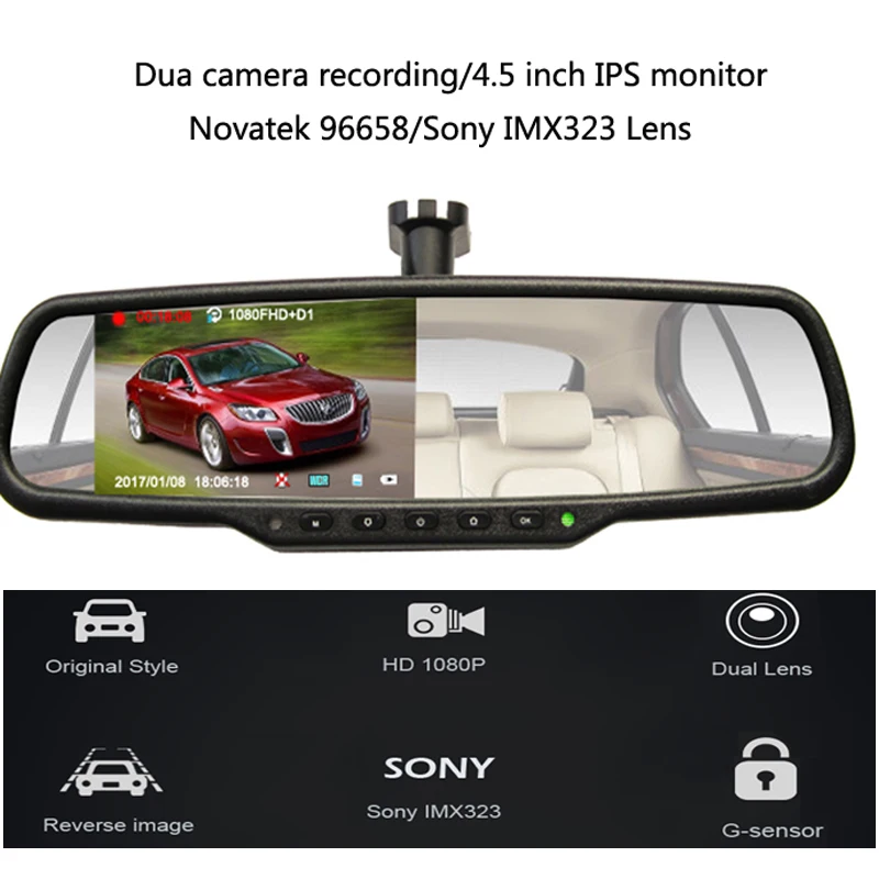 KOENBANG Full HD 1080 P 150 градусов 4 5 дюймов ips экран dvr автомобиля Зеркало для видео