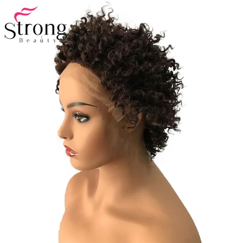 StrongBeauty кружевной передний короткий черный выделенный кудрявый афро высокий нагрев ок синтетический парик парики выбор цвета