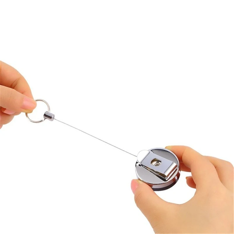 Выдвижное металлическое кольцо для ключей держатель стальное отдачи зажим ремня