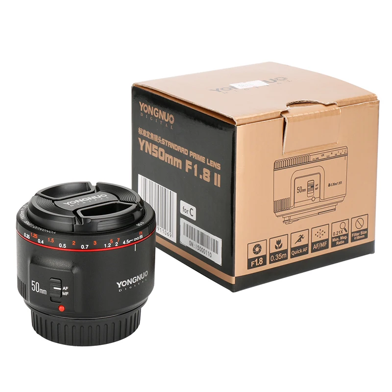 Объектив YONGNUO YN50mm F1.8 II с большой апертурой и автофокусом для Canon эффектом боке