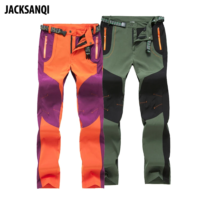 

JACKSANQI New Men Women Summer Hiking Thin Pants Outdoor Softshell Trousers Spring Autumn Windproof For Camping Climbing RA210