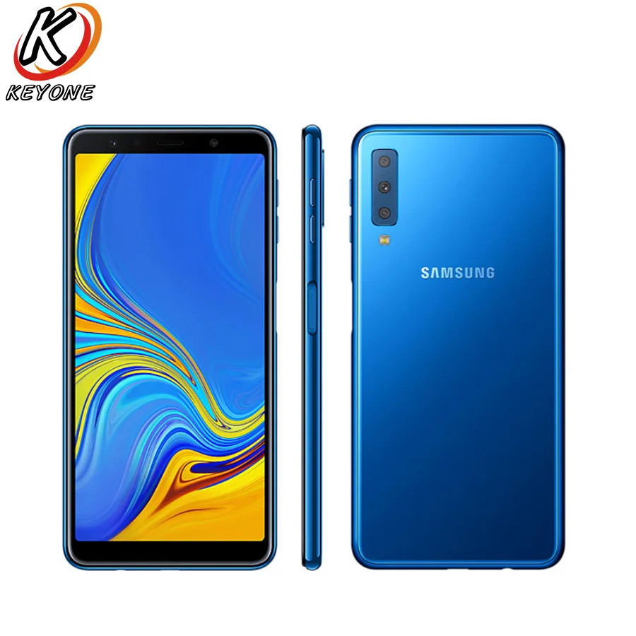 Мобильный телефон samsung Galaxy A7 A750F-DS, 4G LTE, 6,0 дюймов, 4 Гб ОЗУ, 64 Гб ПЗУ, три камеры заднего вида, Android, сканер отпечатков пальцев, смартфон