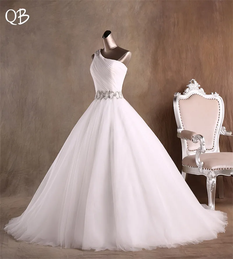 

Custom Made Wedding Dresses Real Photo Ball Gown Fluffy Tulle Crystal Beaded Elegant Formal Wedding Gowns 2019 New Fashion ZD74