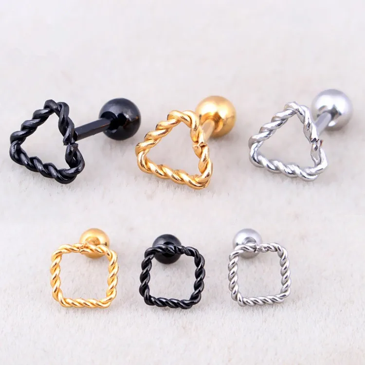 Серьги гвоздики круглые из титановой стали золотого и черного