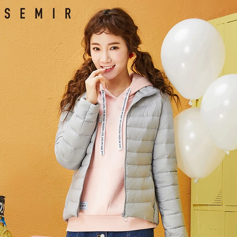 Semir бренд 2019 Новый женский 90% белый пуховик сверхлегкий на утином пуху