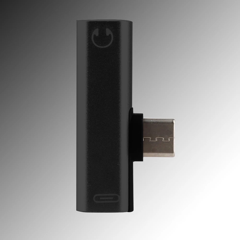 2 в 1 Тип C до 3,5 мм разъем для зарядки наушников конвертер usb type-C аудио адаптер для Xiaomi 6 huawei P10 mate 20 type C телефонов - Цвет: Черный