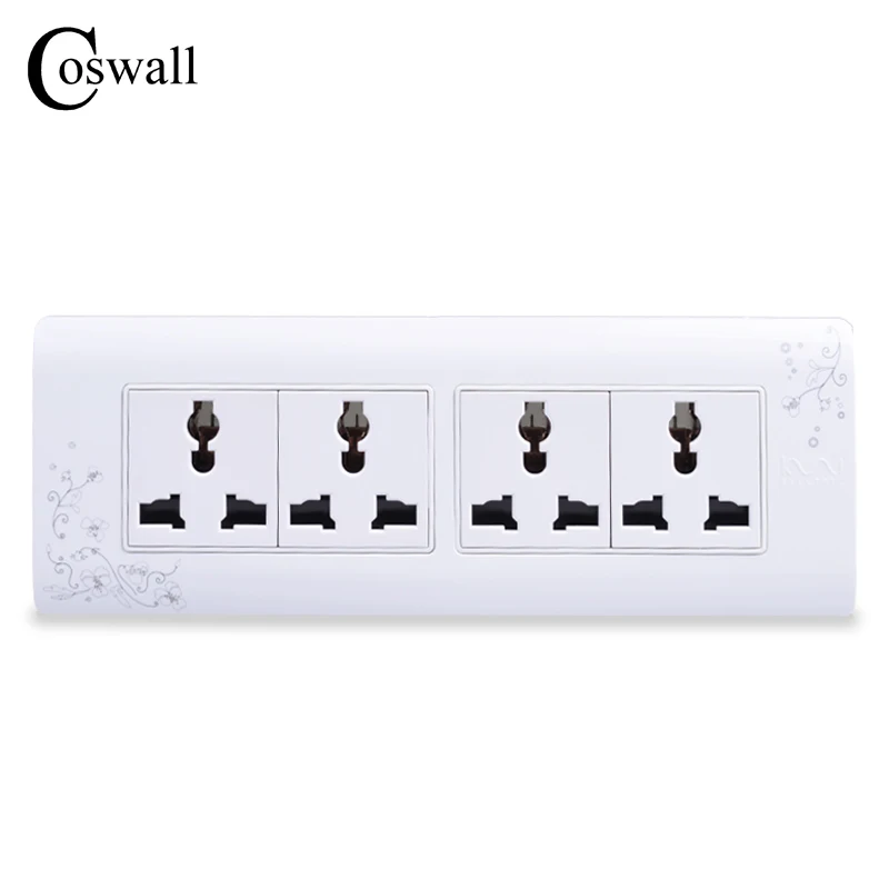 

COSWALL Universal Plug Brief Style Wall Electrical Socket Multi-function 12 Hole Power Outlet With Child Protective Door