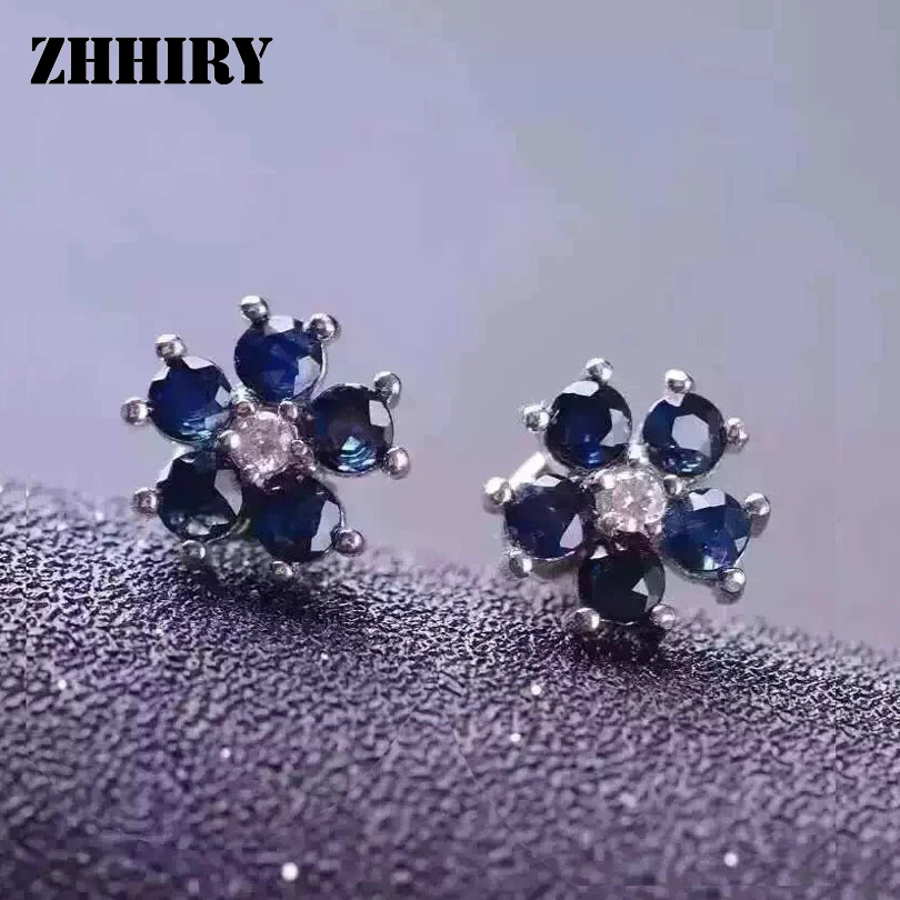 Серьги ZHHIRY из натурального сапфирового камня серьги серебра 925 пробы с