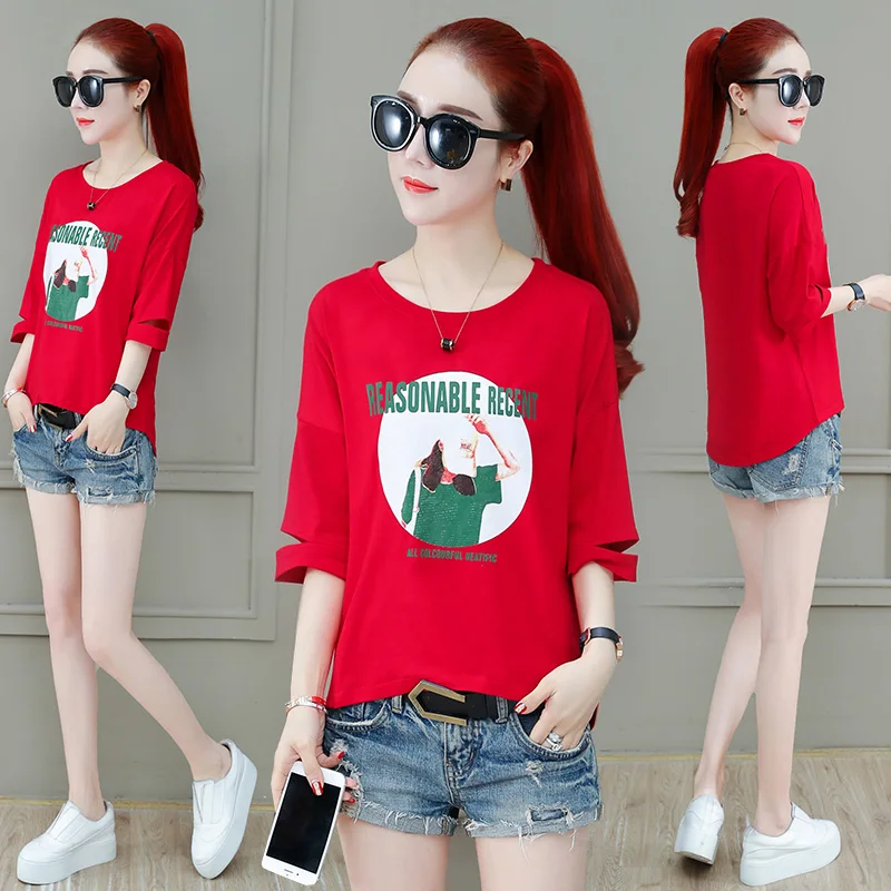 

Popular Short Sleeve T-shirt for Women in Summer of 2021 New Korean Version Westernized T-shirt Printed Overheated Top Tide