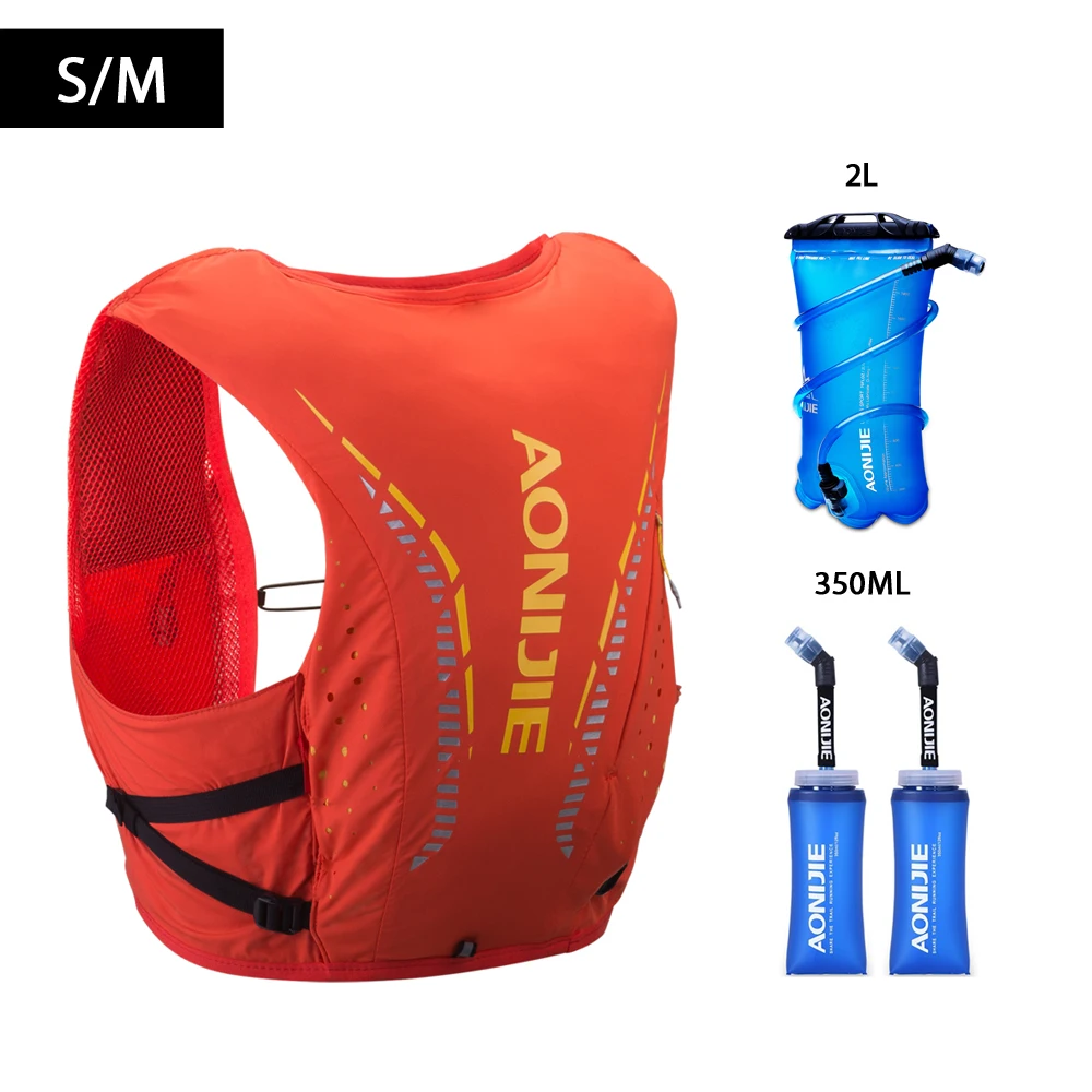 SM-Orange-2L-350ML AONIJIE 10л Расширенный Кожаный Рюкзак гидратация пакет рюкзак сумка Жилет Жгут водный Пузырь походный Кемпинг бег марафон гонки - Цвет: SM-Orange-2L-350ML