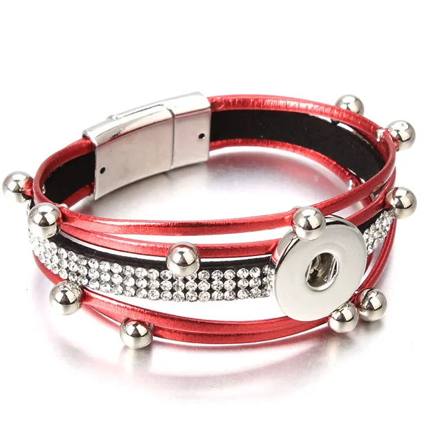 1 New Snap Button Jewelry Leather 18mm Snap Button Bracelet Punk Multilayer Leather Bracelet Lederen Armband Snaps Jewelry - Окраска металла: 1