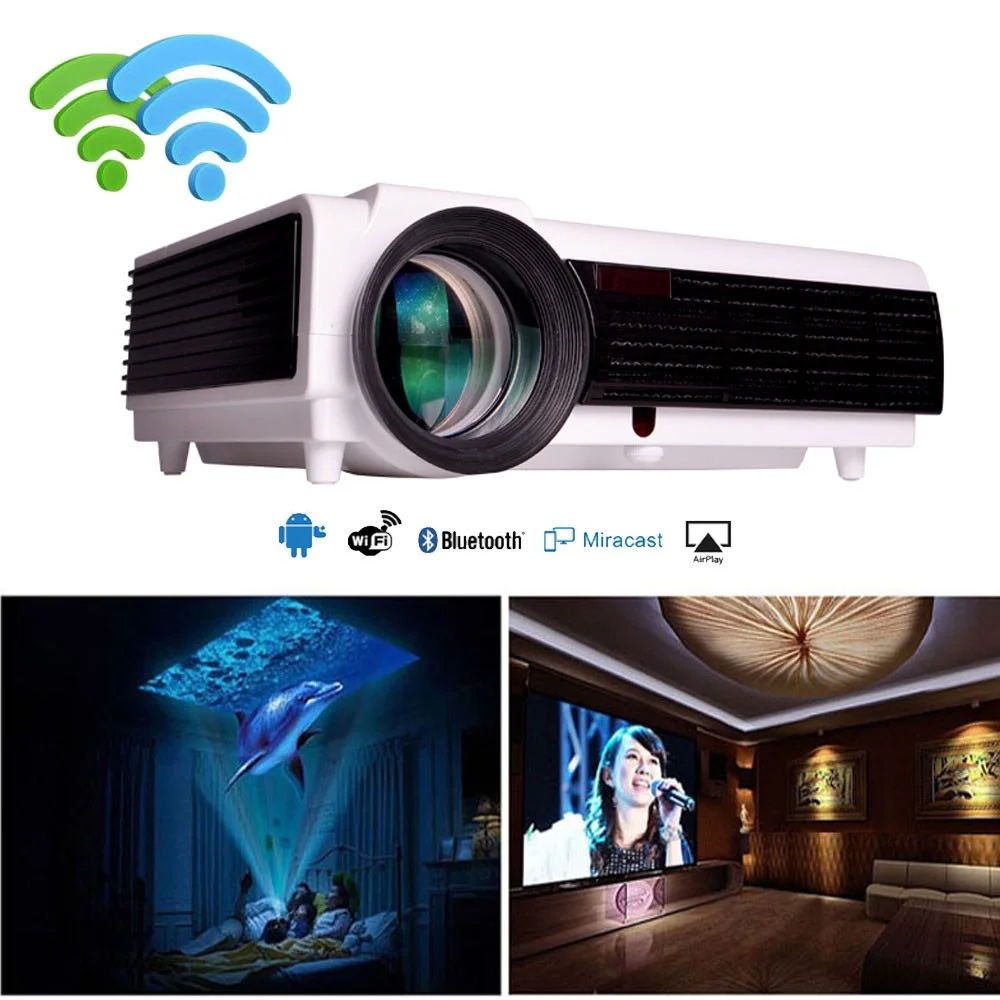 2018 светодиодный проектор 96 + Wifi Android WiFi Smart 3000LMS 1080P видео домашний кинотеатр 3D Full HD