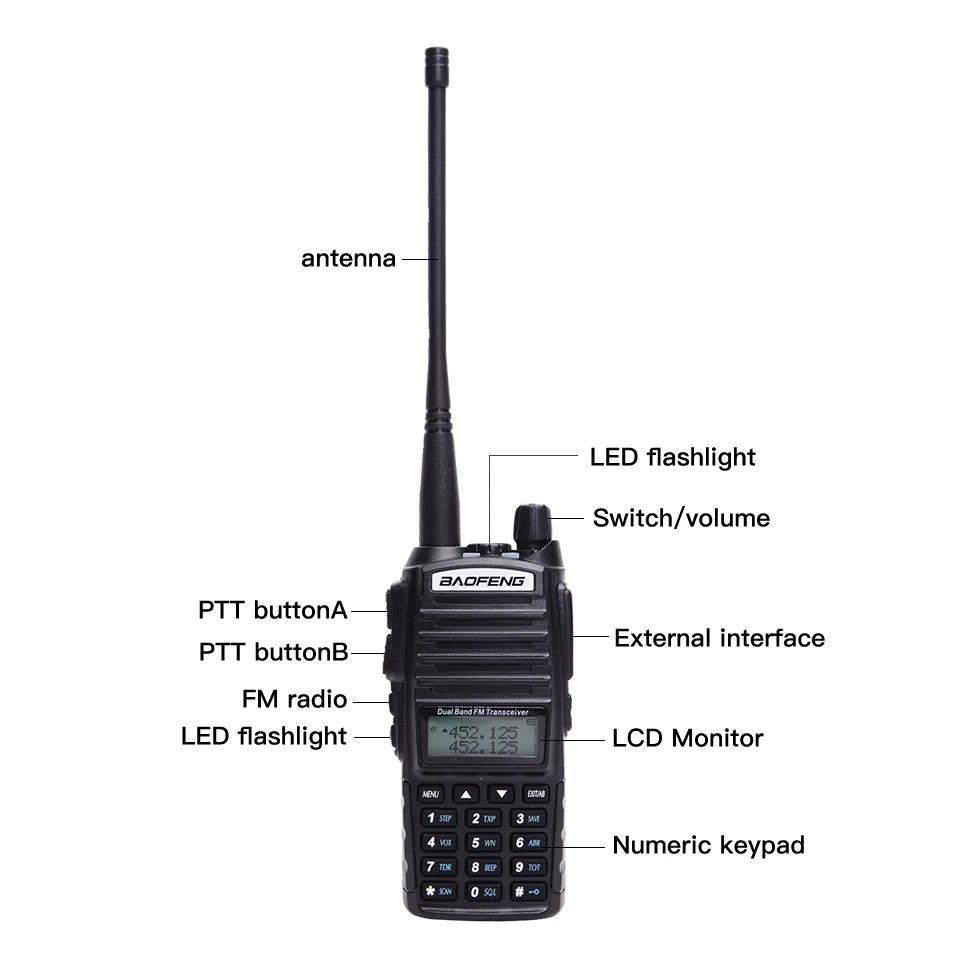 Baofeng UV-82 портативной рации 5 W двойной PTT УВЧ и УКВ радиолюбителей 2 способ радио для охоты трекер Woki токи Хэм CB радиостанции УФ-82